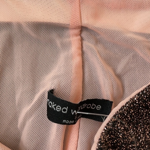 Naked Wardrobe brown pink Rust metallic leggings S NWT - Picture 4 of 5